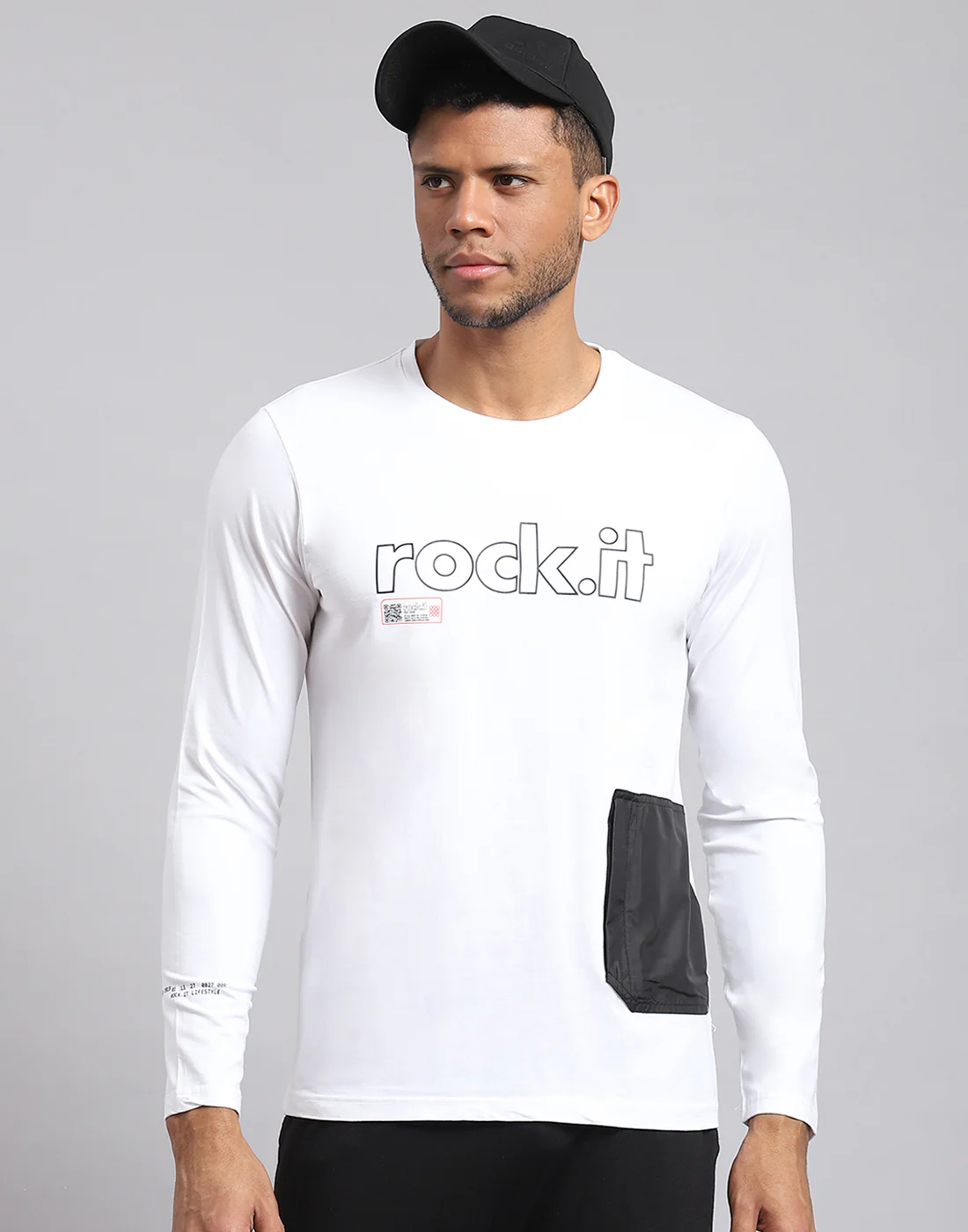 Rock.it Men White Printed Round Neck Full Sleeve Active T-Shirt - Image 2