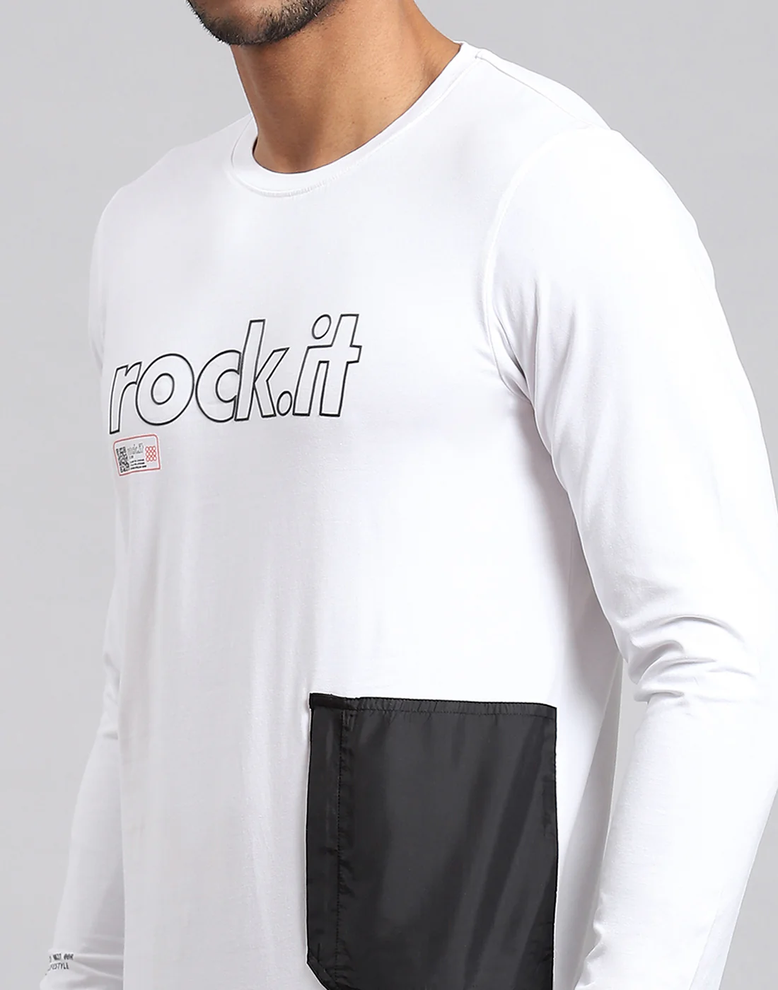 Rock.it Men White Printed Round Neck Full Sleeve Active T-Shirt - Image 7