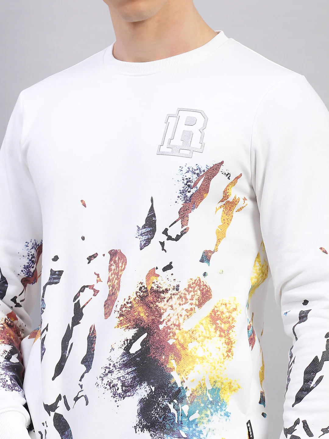 Rock.it Men White Printed Round Neck Full Sleeve Sweatshirt - Image 7