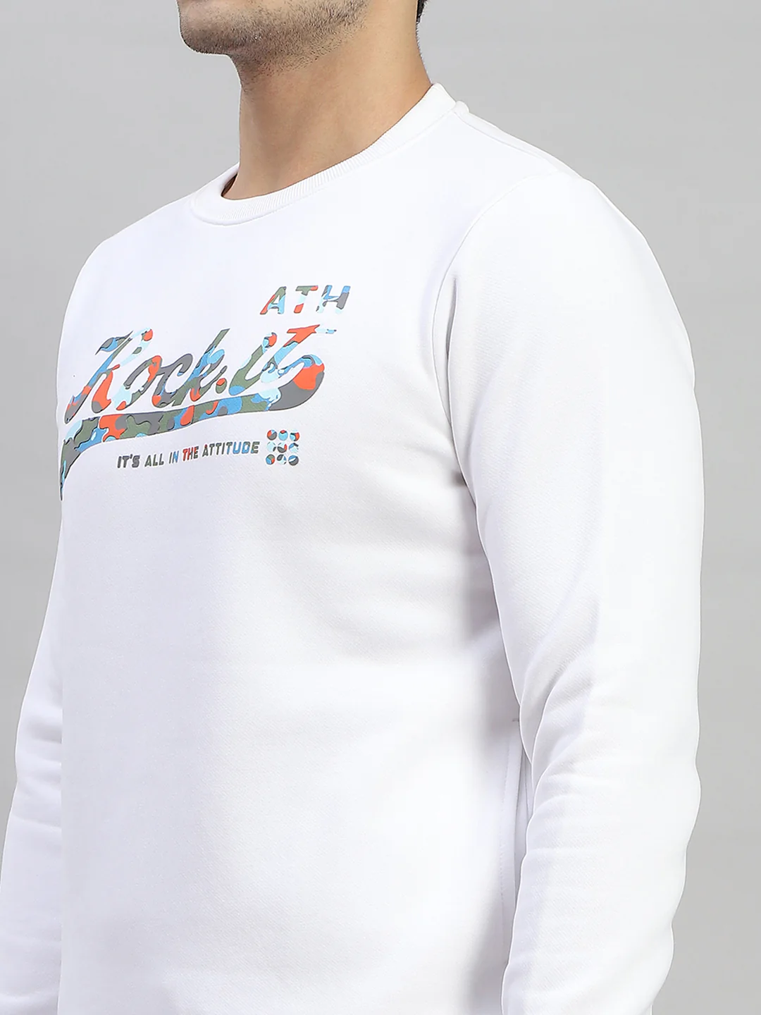 Rock.it Men White Printed Round Neck Full Sleeve Winter Tracksuit - Image 6