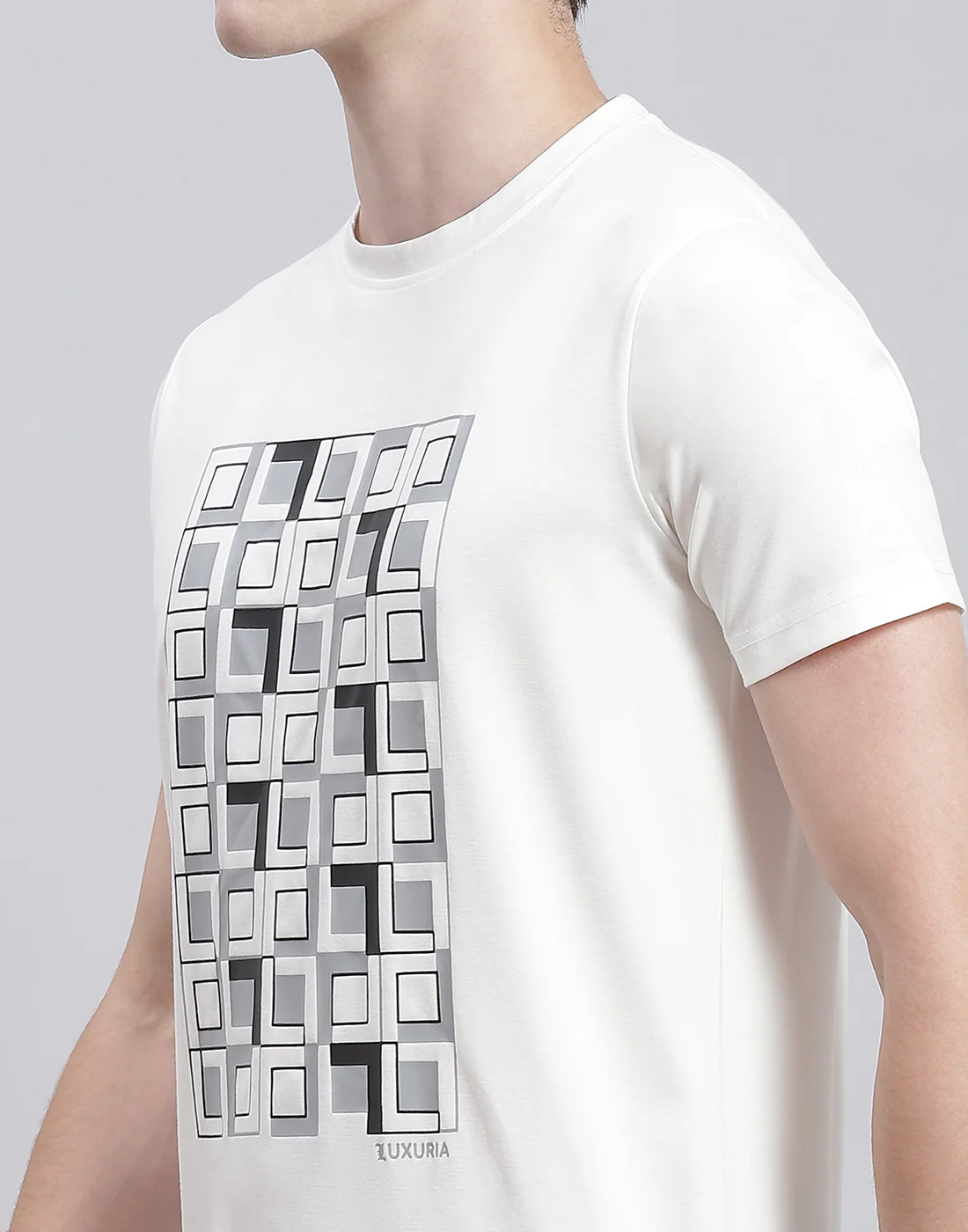 Men White Printed Round Neck Half Sleeve T-Shirt - Image 6