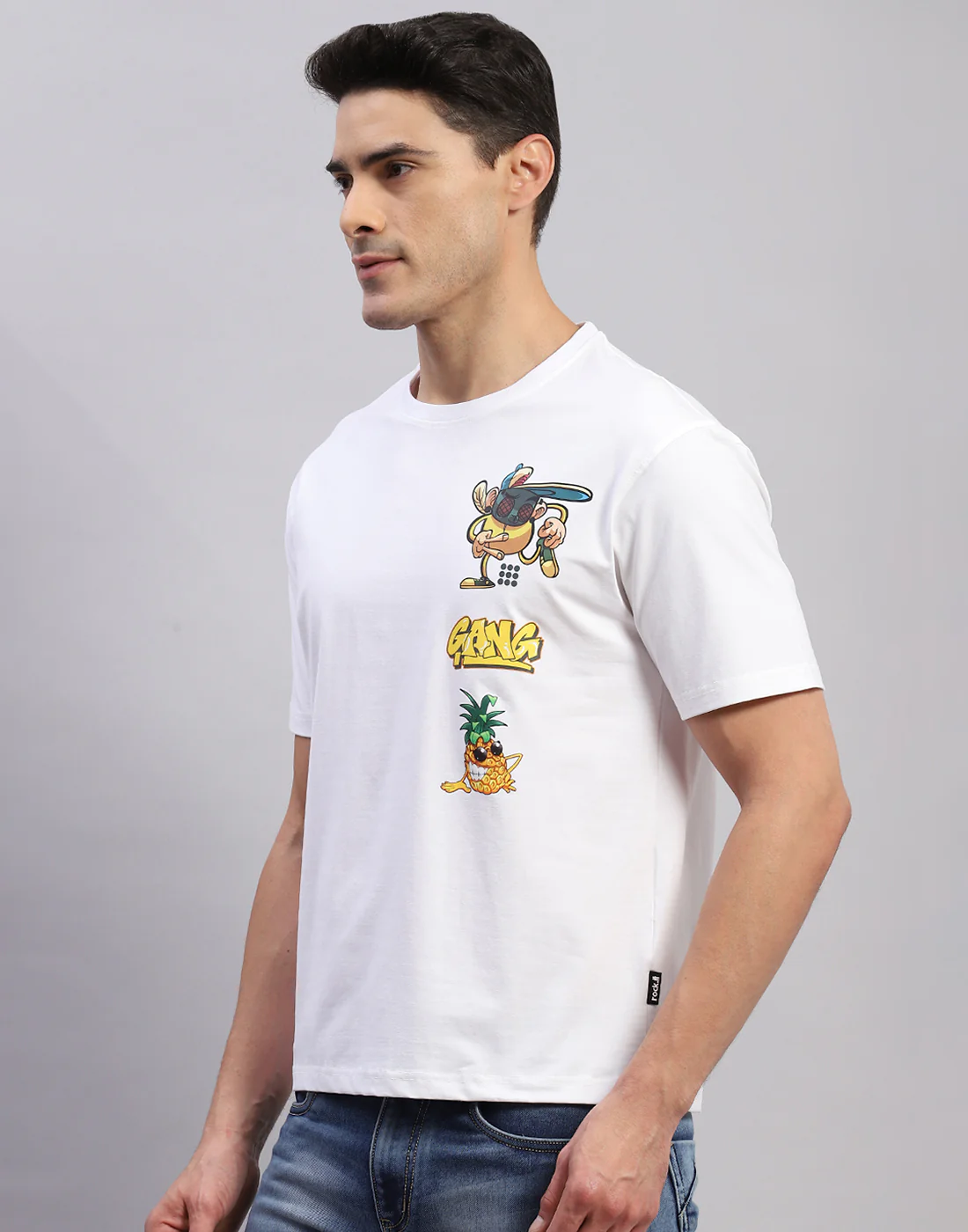 Rock.it Men White Printed Round Neck Half Sleeve T-Shirt - Image 3