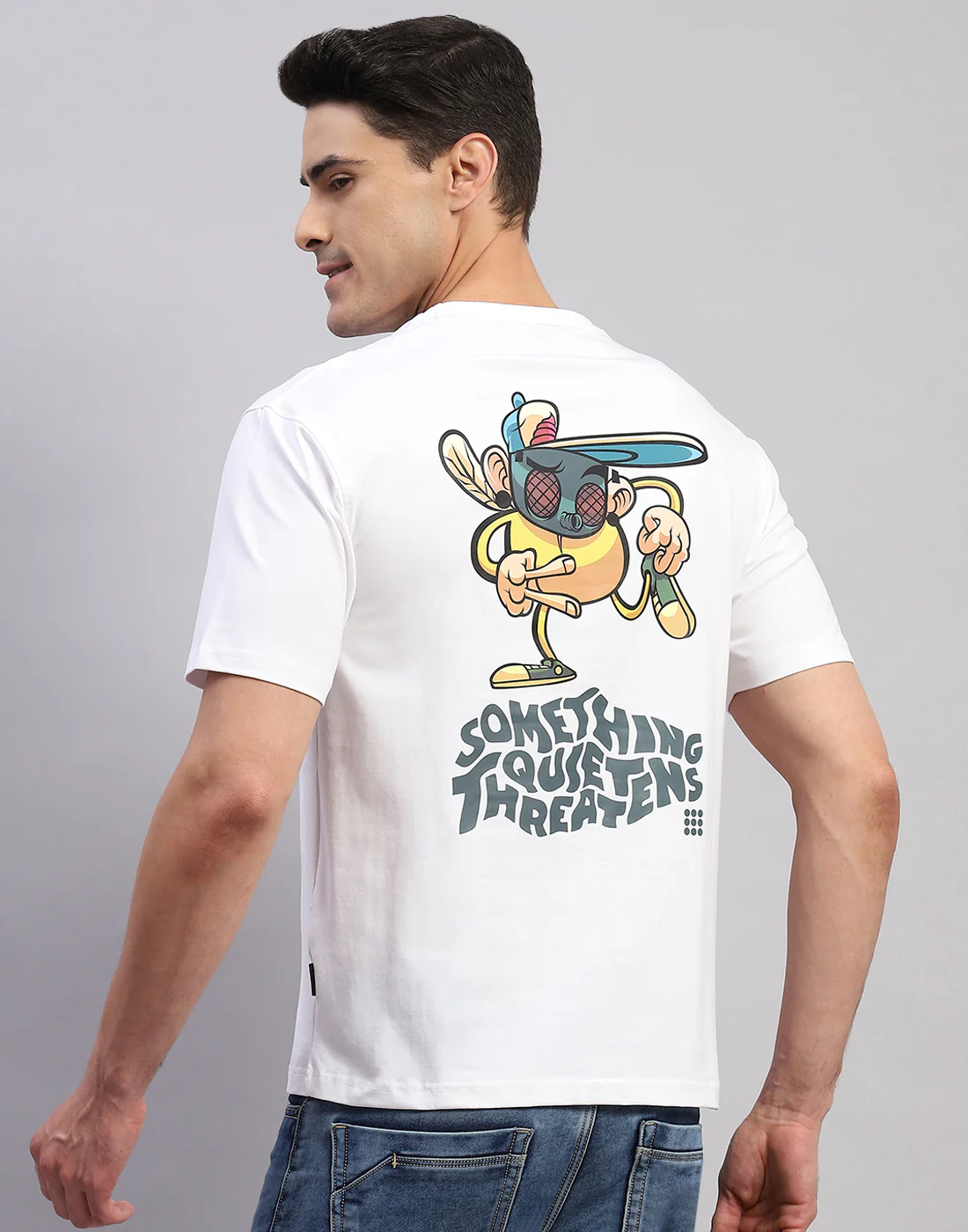 Rock.it Men White Printed Round Neck Half Sleeve T-Shirt - Image 5