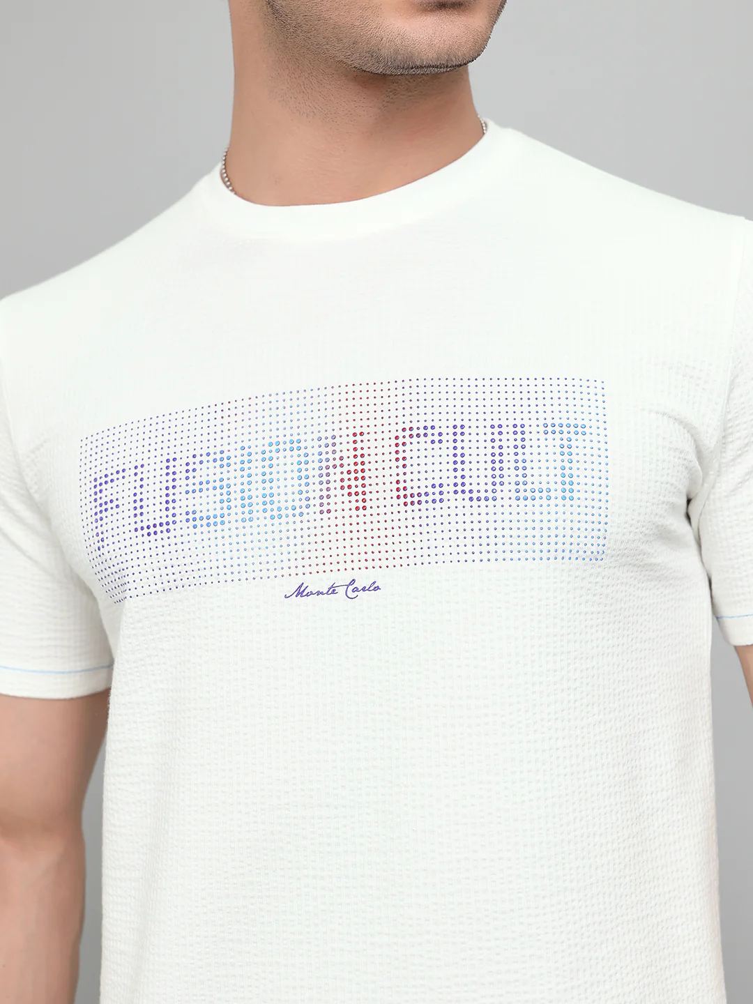 Men White Printed Round Neck Half Sleeve T-Shirt - Image 4