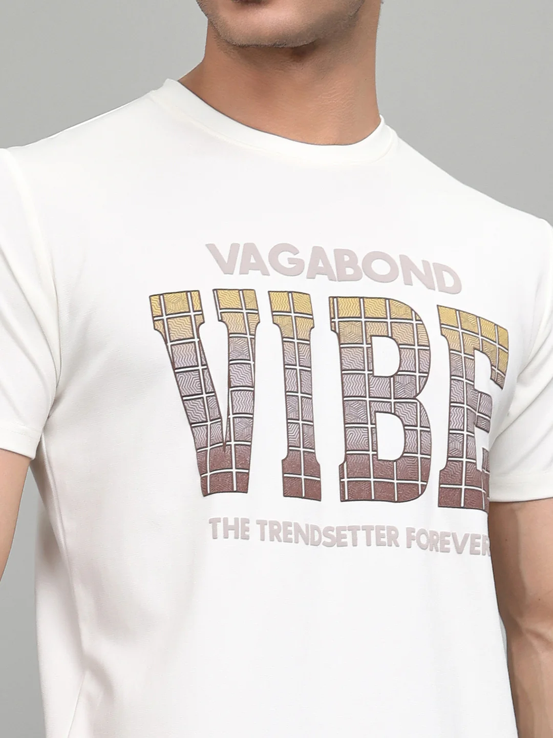 Men White Printed Round Neck Half Sleeve T-Shirt - Image 5