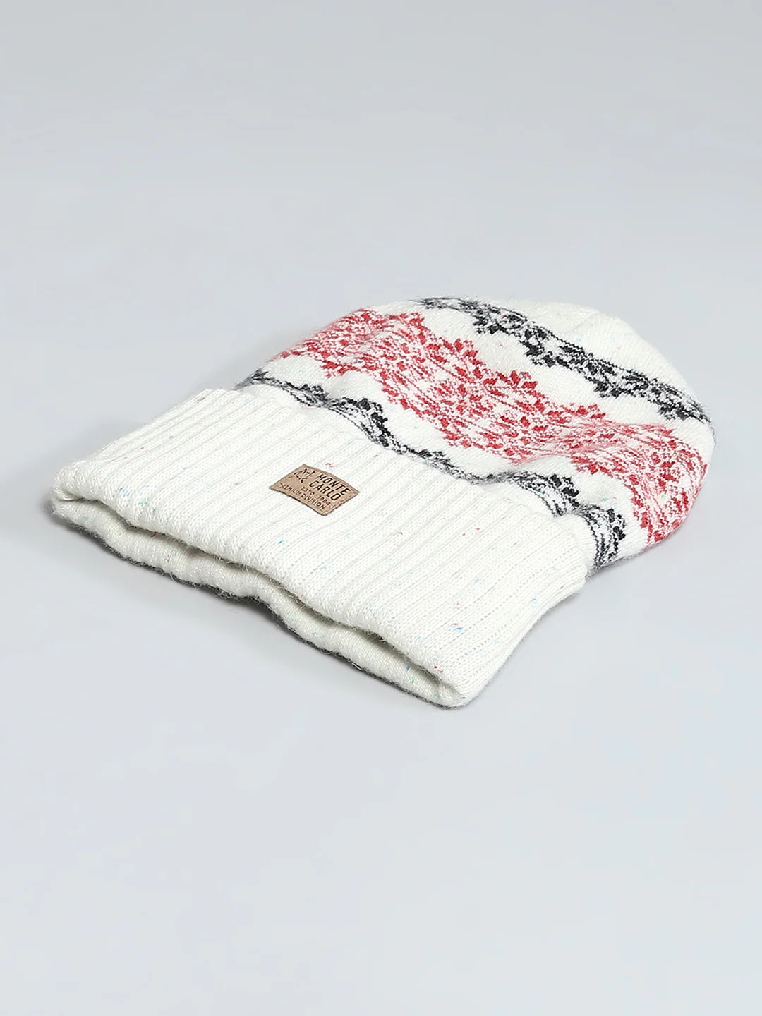 Men White Self Design Cap - Image 6