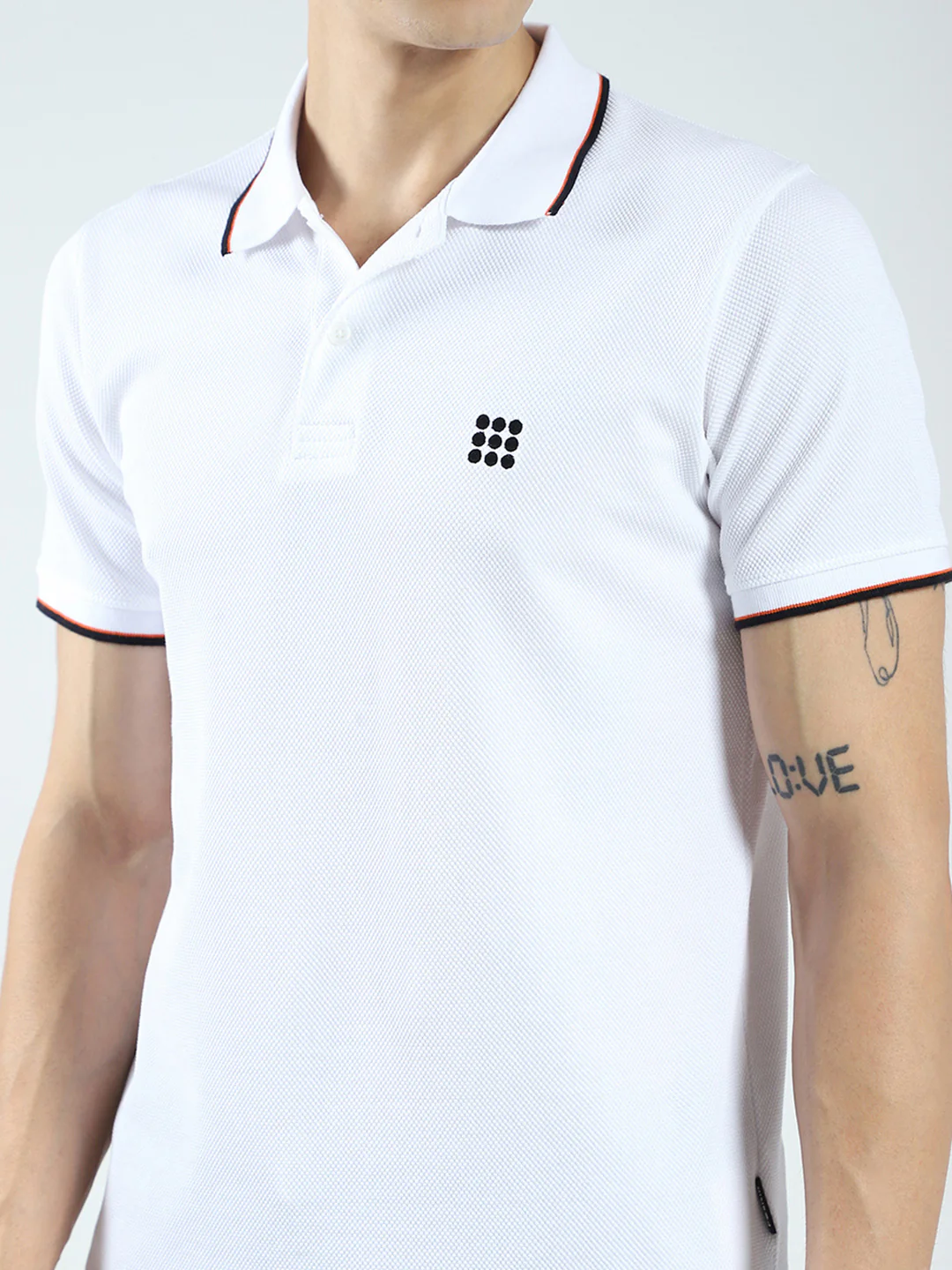 Rock.it Men White Self Design Collar Half Sleeve T-Shirt - Image 7