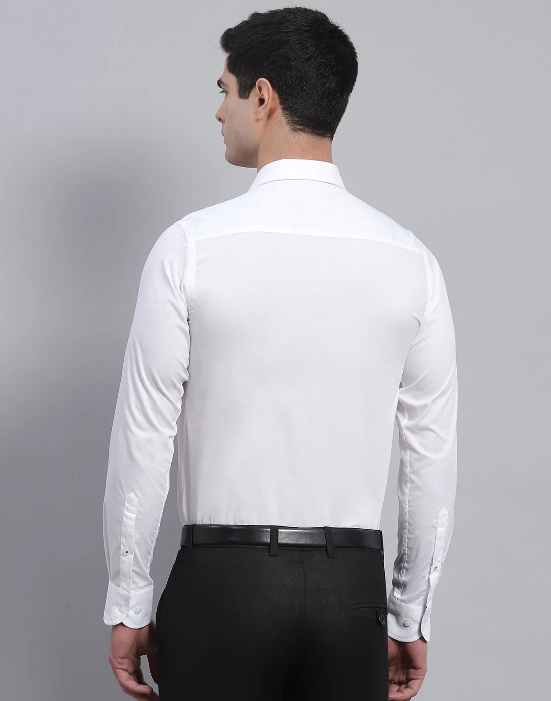 Men White Solid Collar Full Sleeve Shirt - Image 6