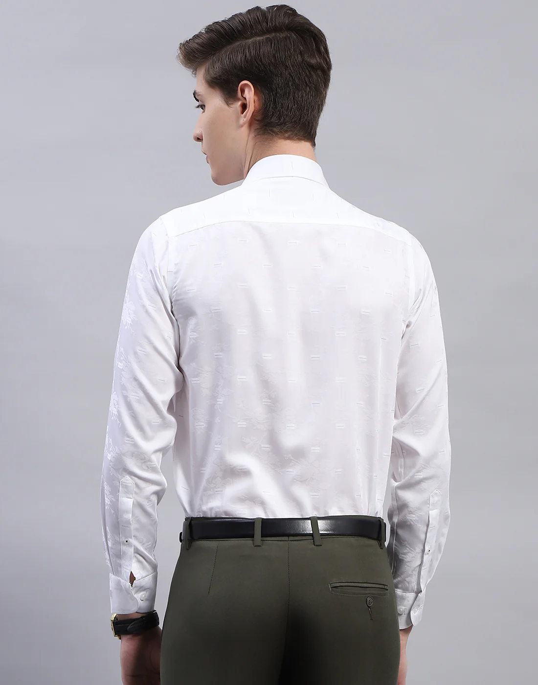 Men White Solid Collar Full Sleeve Shirt - Image 6