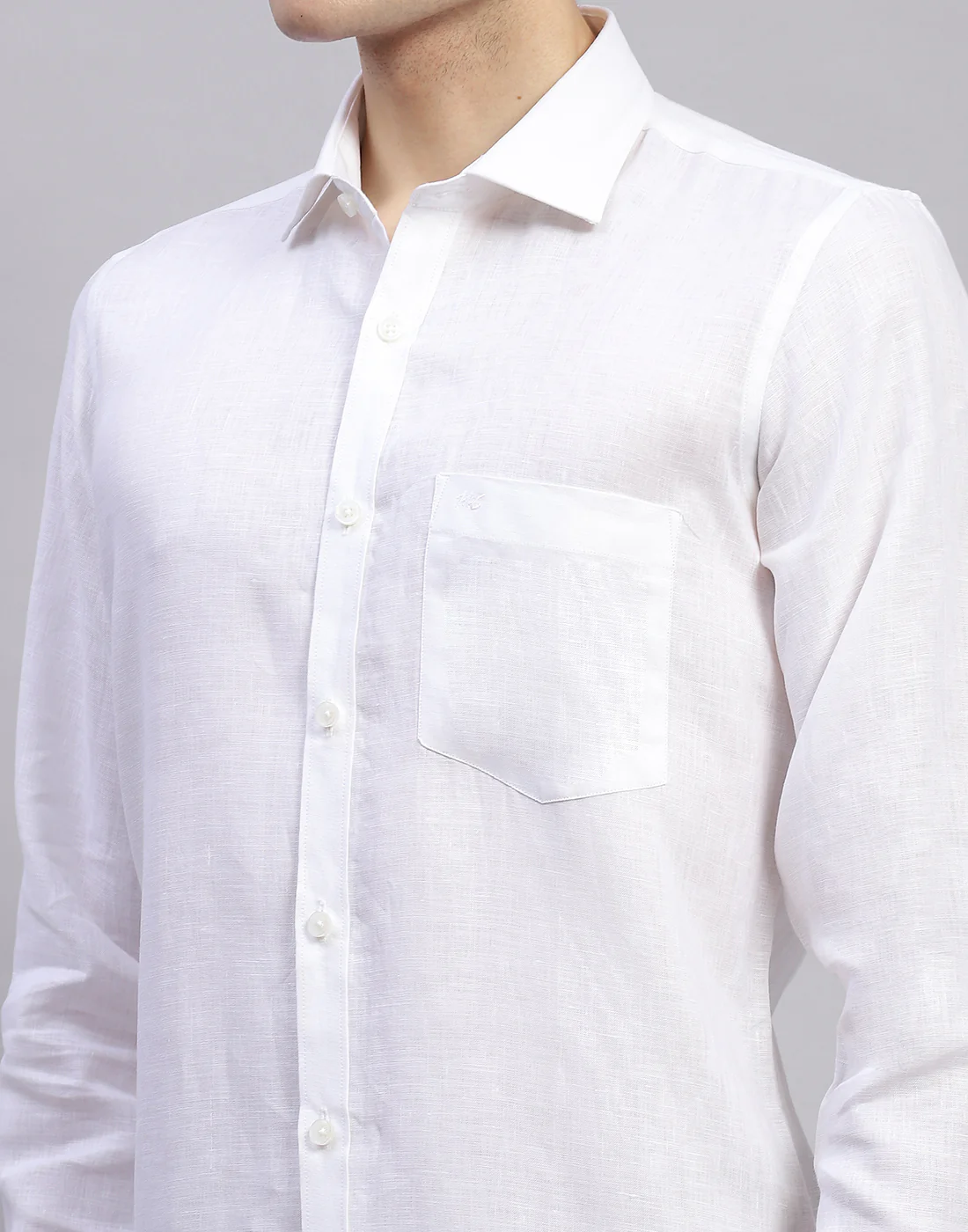 Men White Solid Collar Full Sleeve Shirt - Image 6