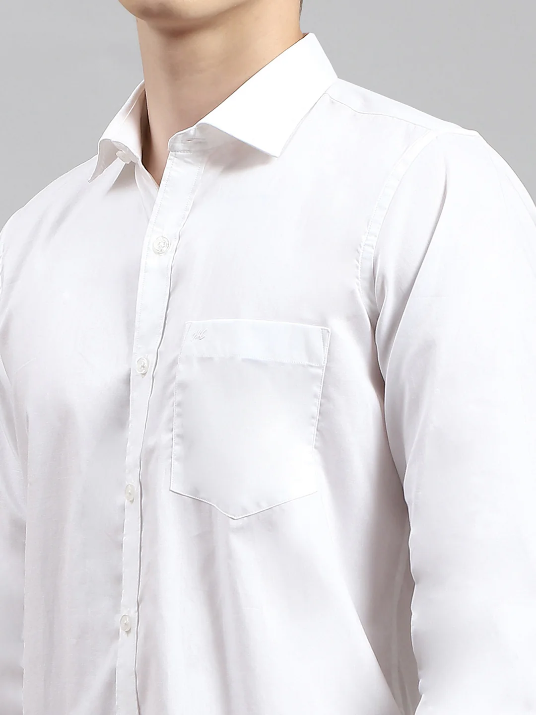 Men White Solid Collar Full Sleeve Shirts - Image 6