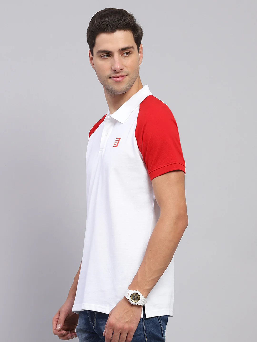 Rock.it Men White Solid Collar Half Sleeve T-Shirt - Image 3