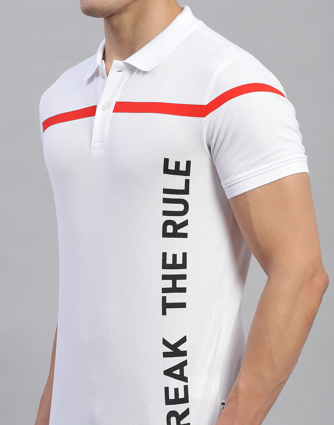 Rock.it Men White Solid Collar Half Sleeve T-Shirt - Image 6