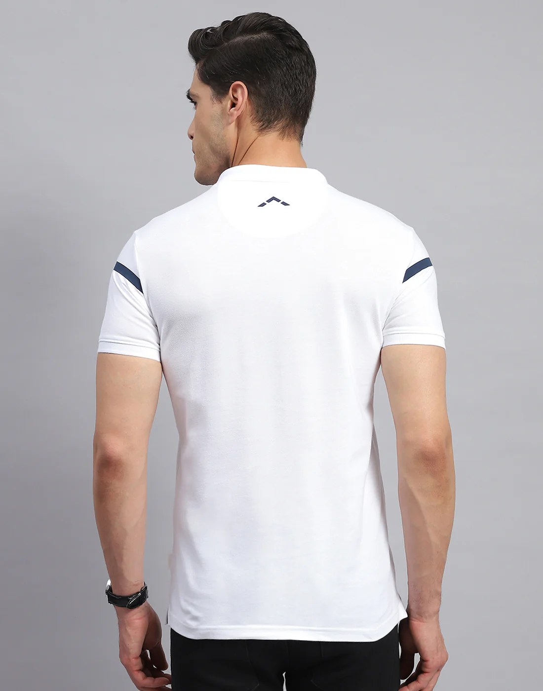 Rock.it Men White Solid Collar Half Sleeve T-Shirt - Image 5