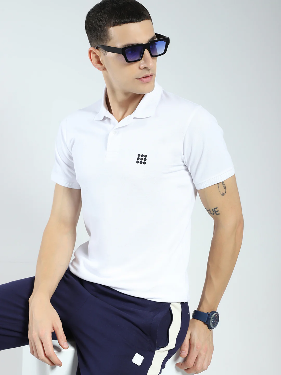 Rock.it Men White Solid Collar Half Sleeve T-Shirt - Image 6