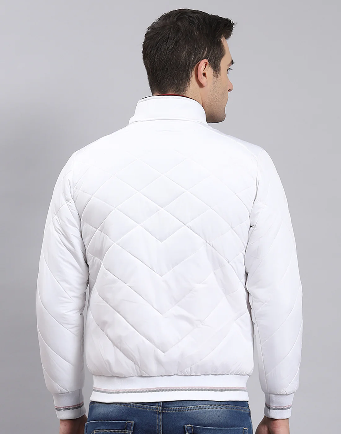 Men White Solid Hooded Full Sleeve Jacket - Image 7