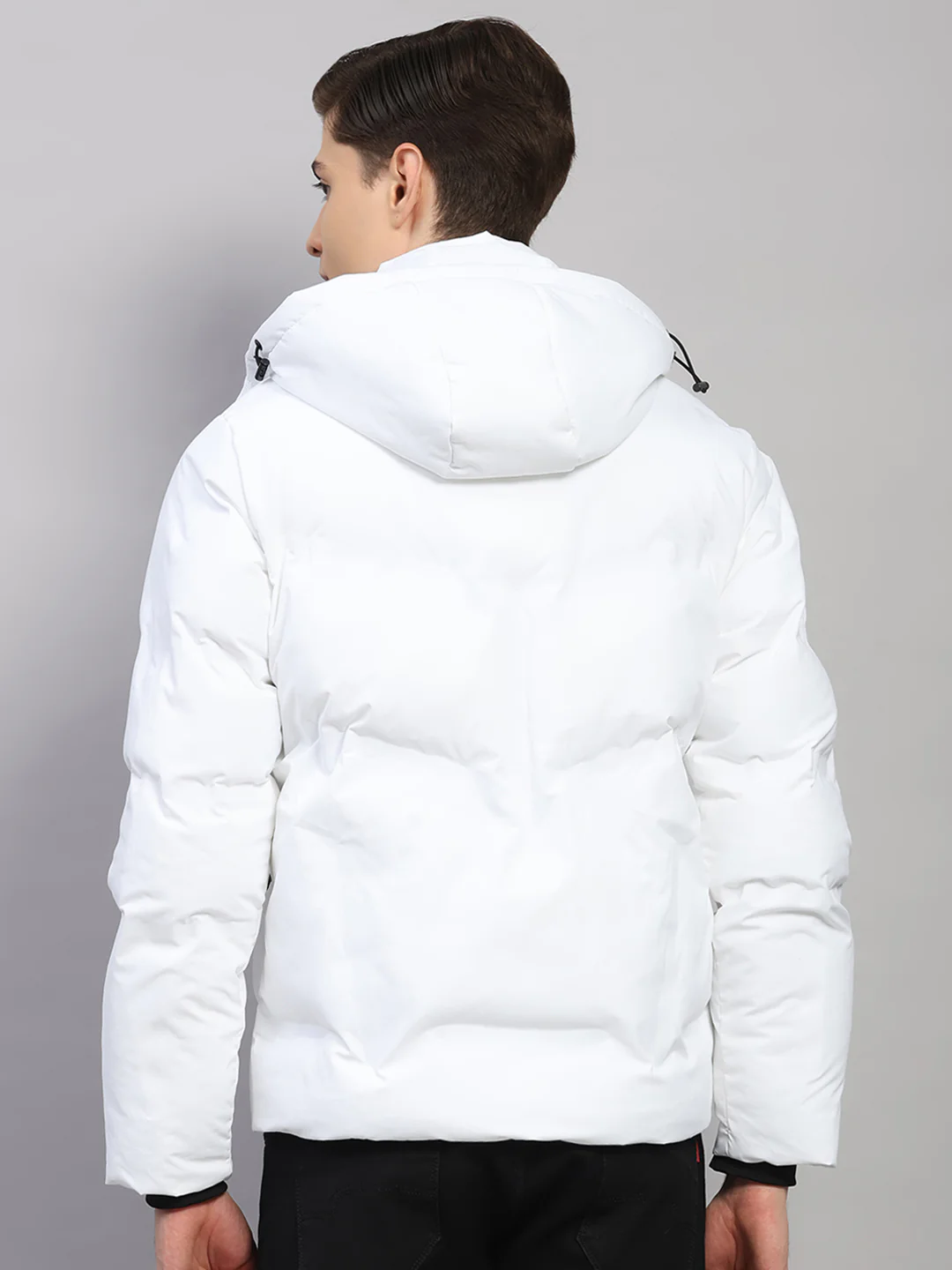 Luxuria Men White Solid Hooded Full Sleeve Jacket - Image 5