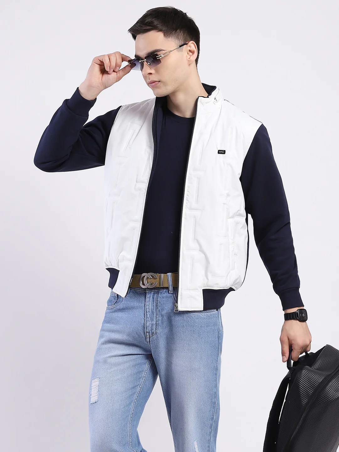 Men White Solid Hooded Full Sleeve Sweatshirt - Image 6