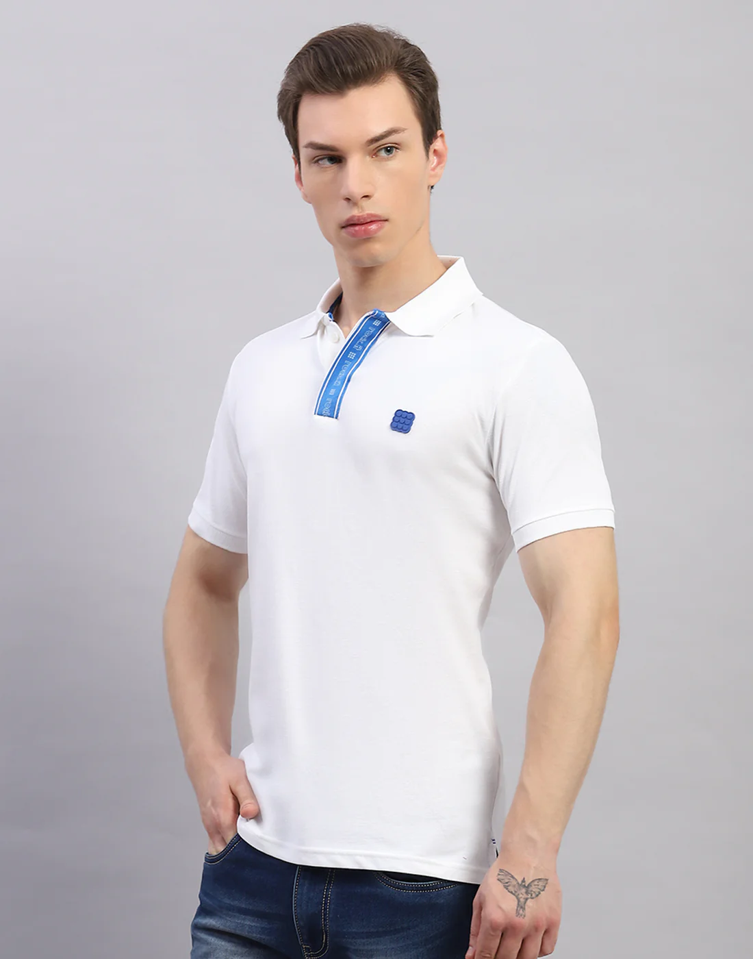 Rock.it Men White Solid Polo Collar Half Sleeve T-Shirt - Image 3