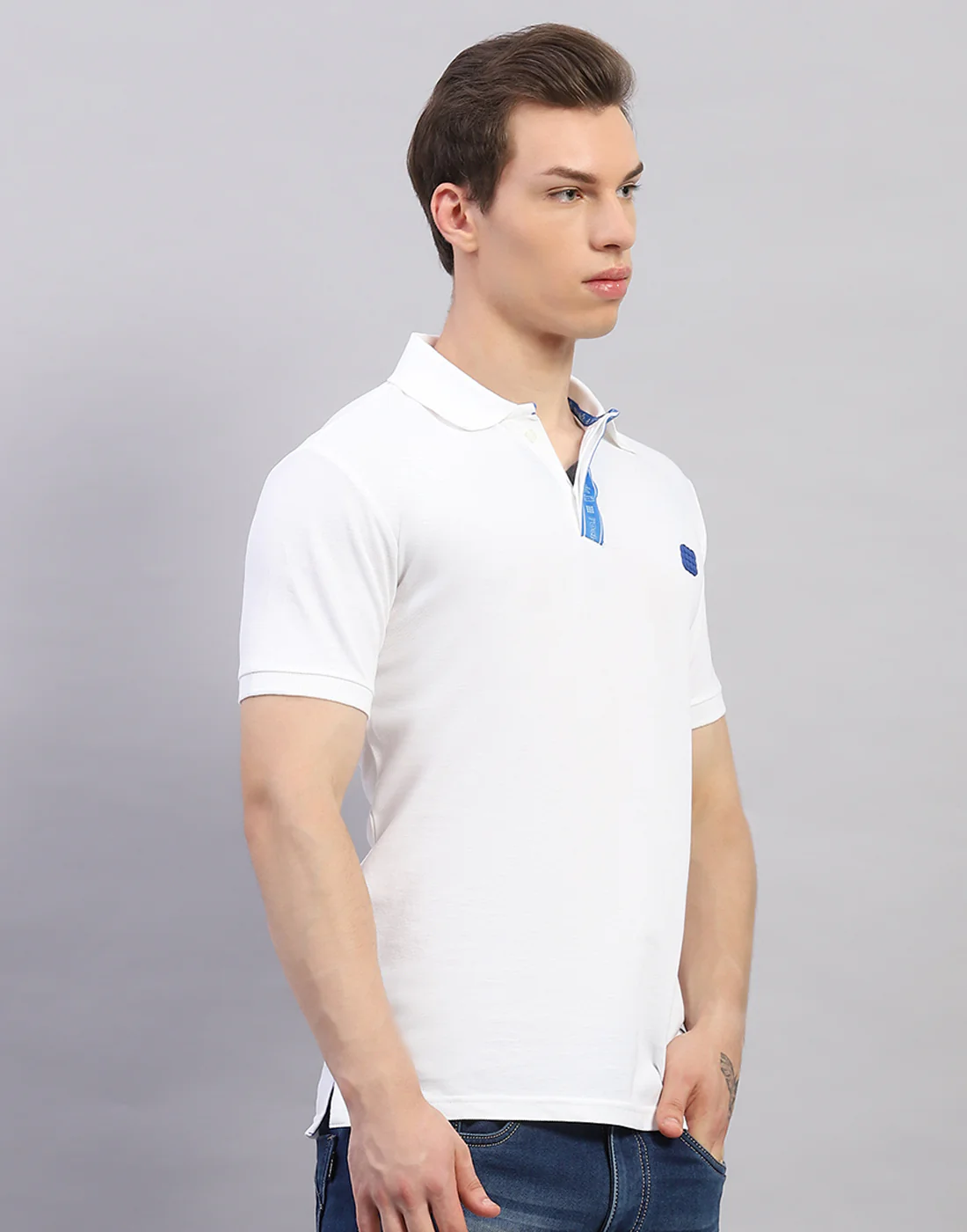 Rock.it Men White Solid Polo Collar Half Sleeve T-Shirt - Image 4