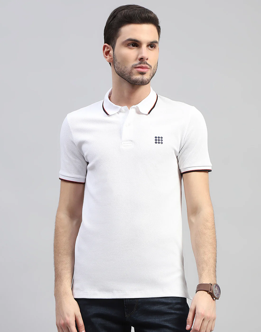 Rock.it Men White Solid Polo Collar Half Sleeve T-Shirt - Image 3