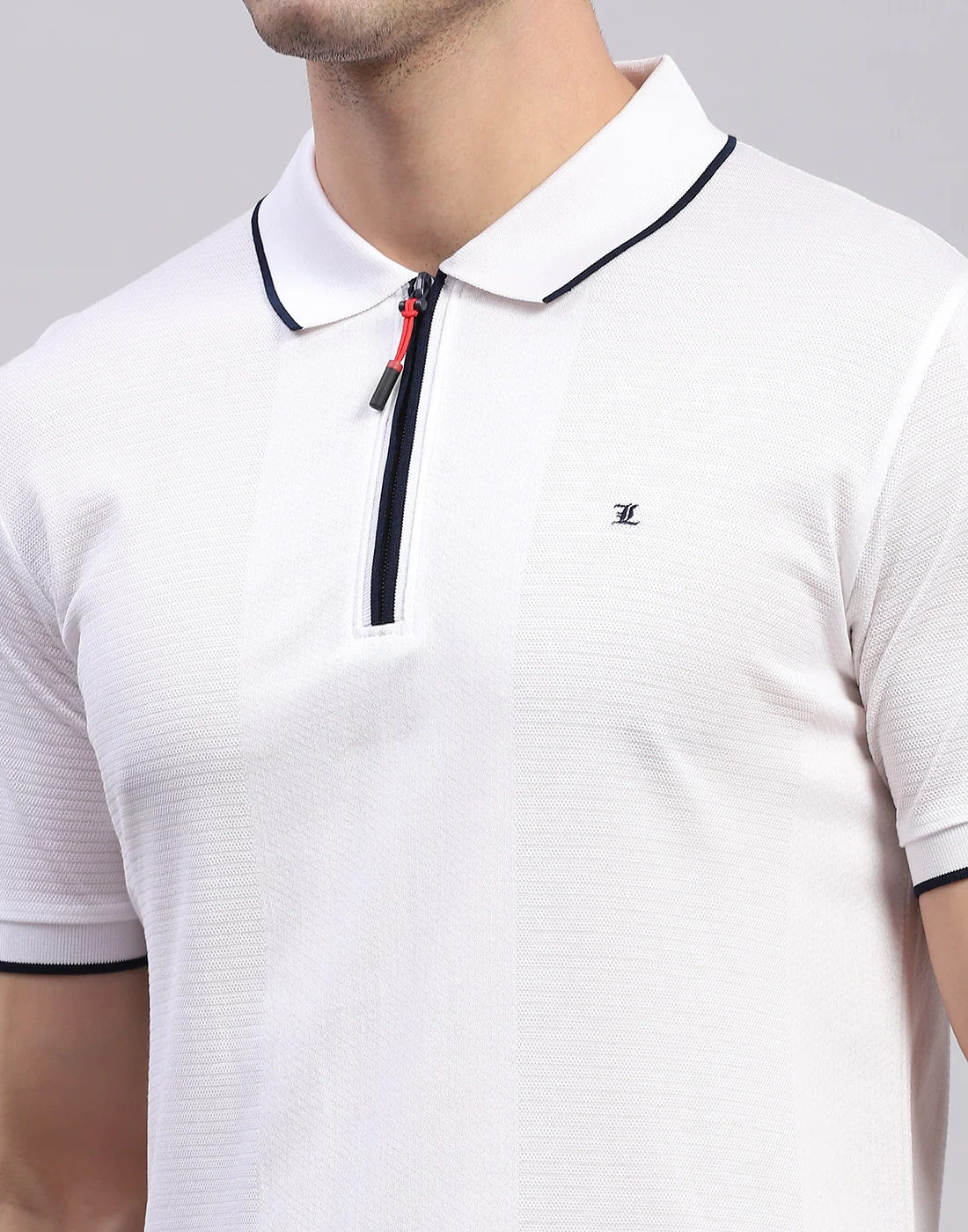 Men White Solid Polo Collar Half Sleeve T-Shirt - Image 6