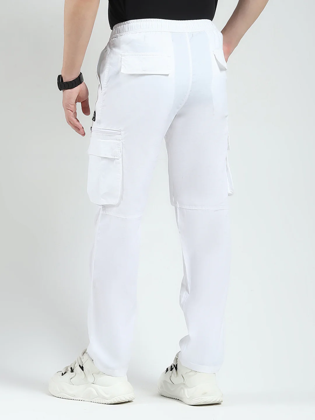 Rock.it Men White Solid Regular Fit Cargo - Image 5