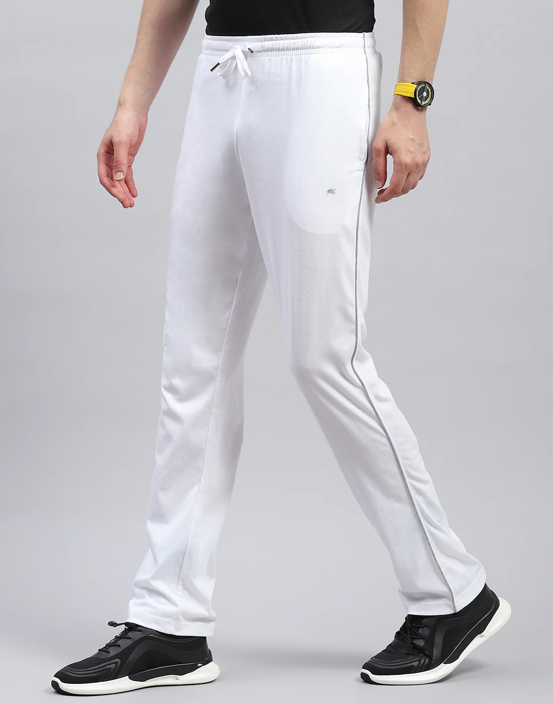 Men White Solid Regular Fit Lower - Image 3
