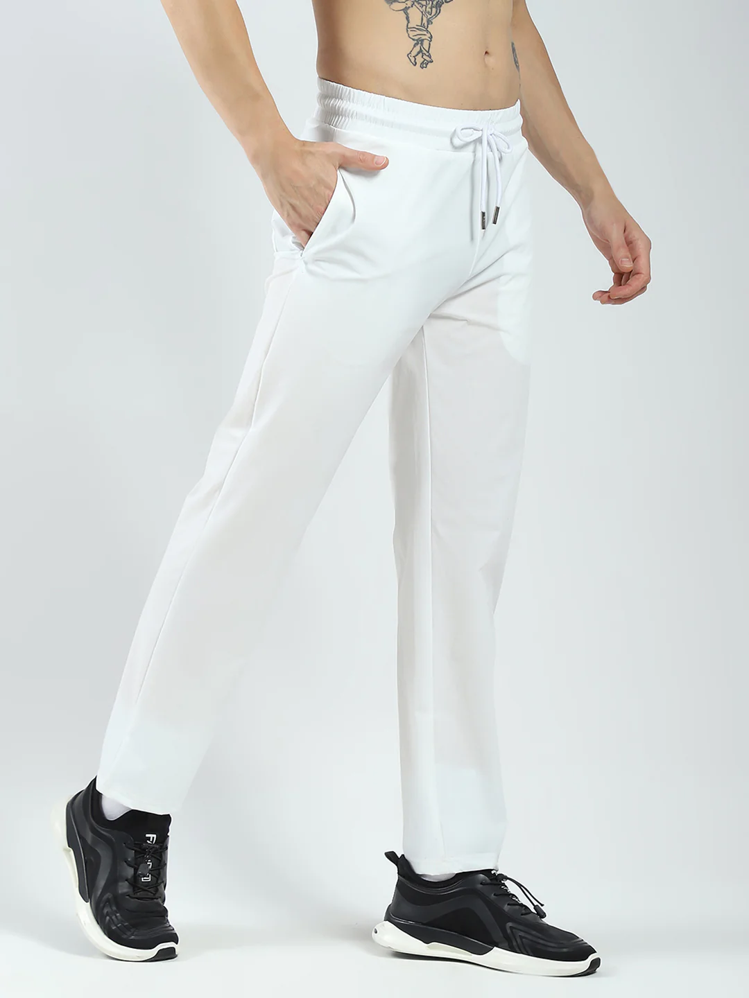 Rock.it Men White Solid Regular Fit Lower - Image 4