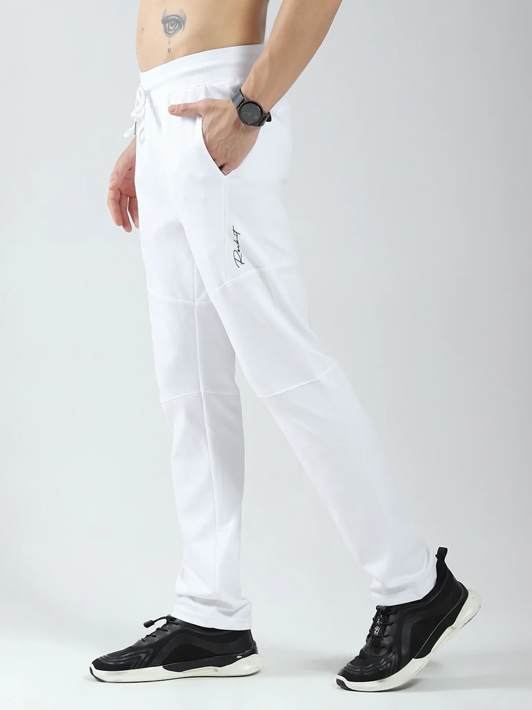 Rock.it Men White Solid Regular Fit Lower - Image 3