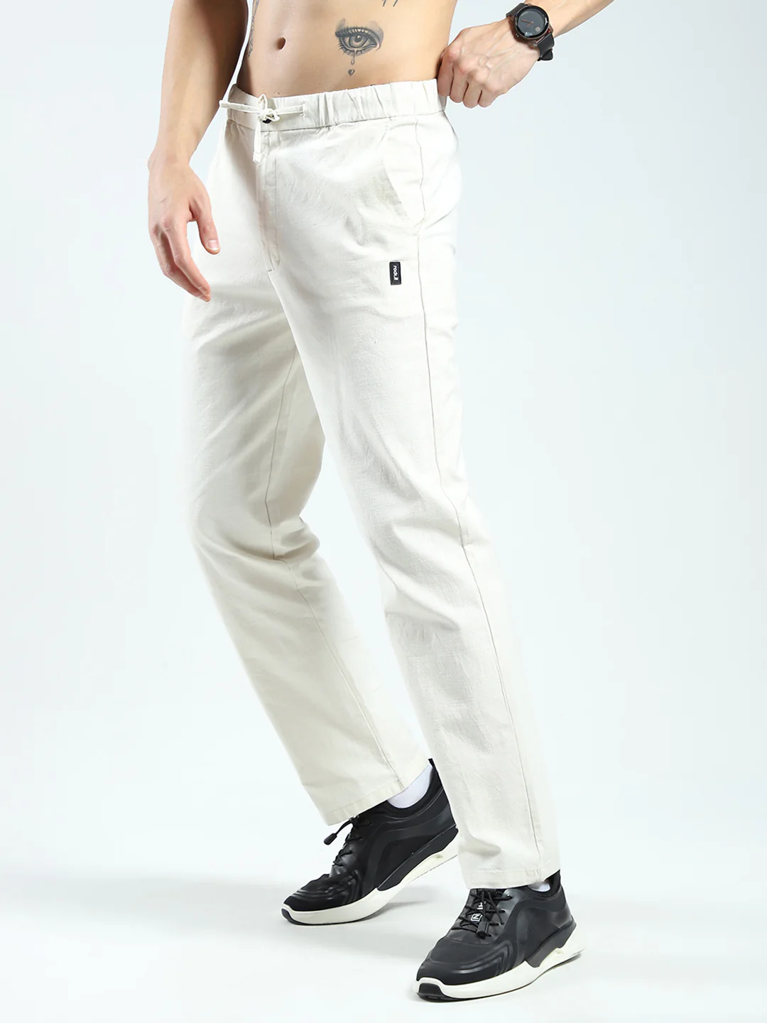Rock.it Men White Solid Regular Fit Lower - Image 3