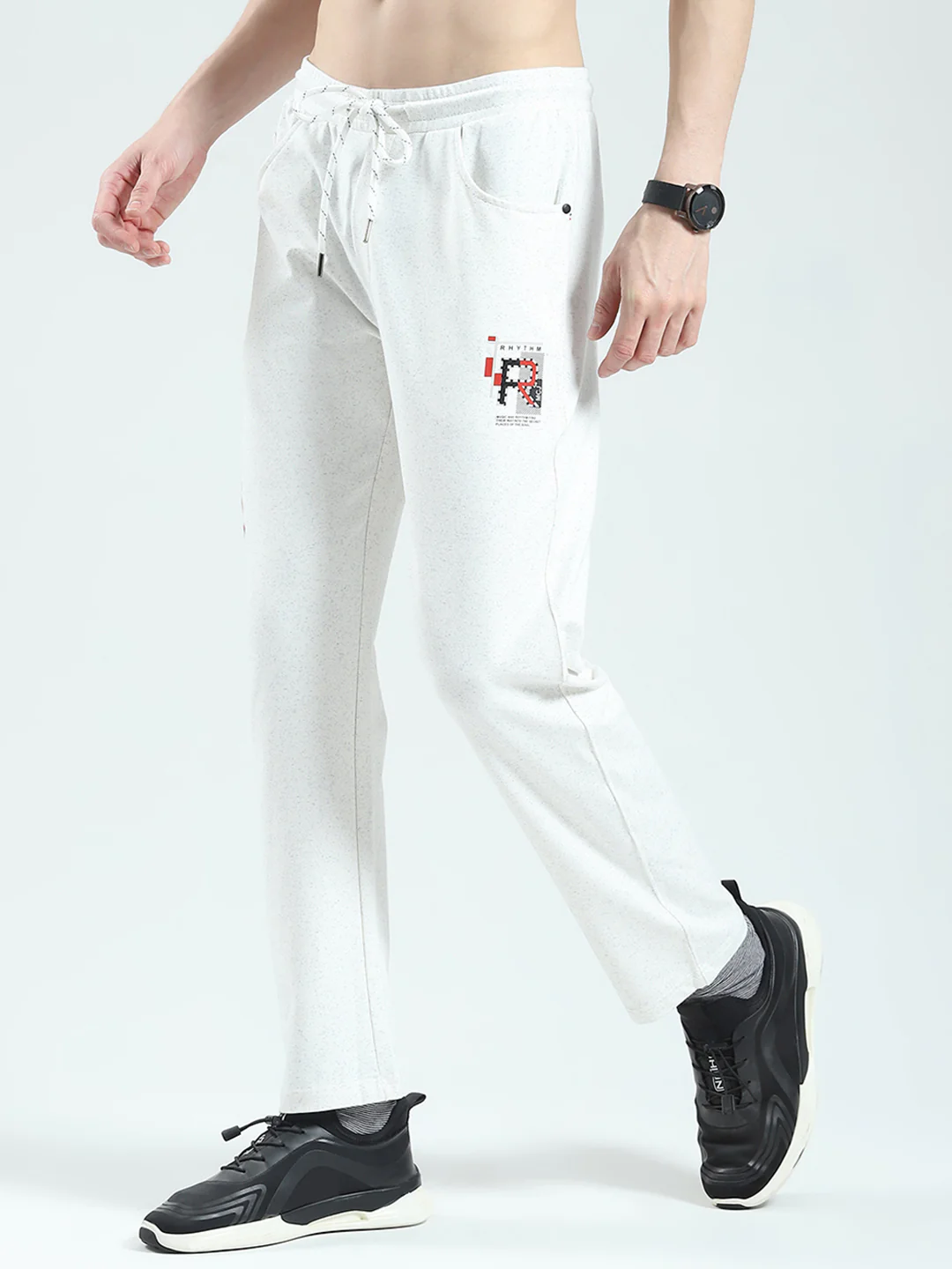 Men White Solid Regular Fit Lower - Image 3
