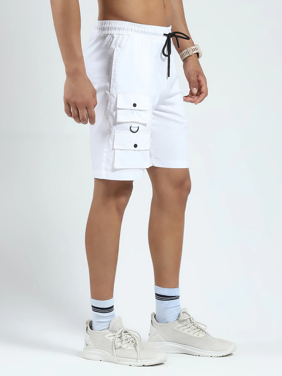 Rock.it Men White Solid Regular Fit Shorts - Image 4