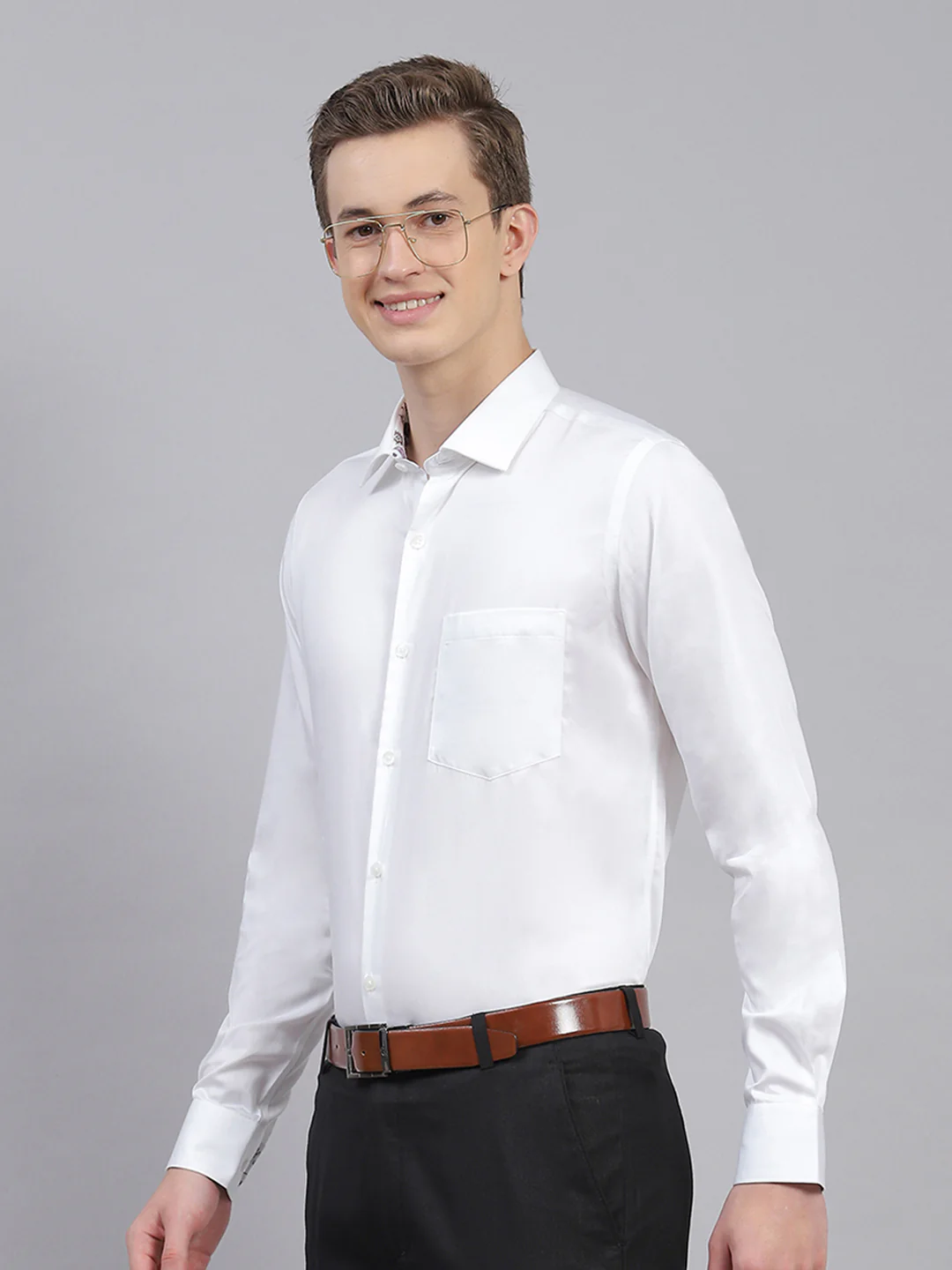 Men White Solid Shirt - Image 4