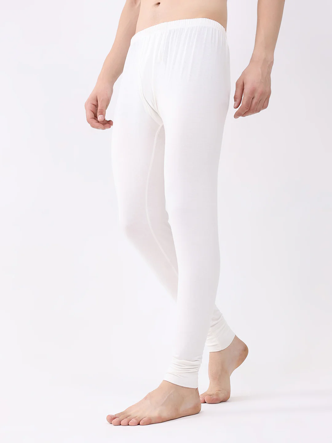 Men White Solid Thermal Lower - Image 3