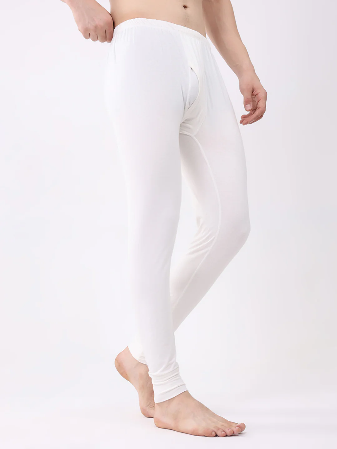 Men White Solid Thermal Lower - Image 4