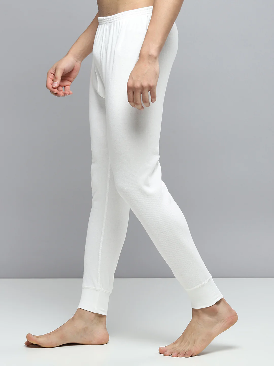 Men White Solid Thermal Lower - Image 3