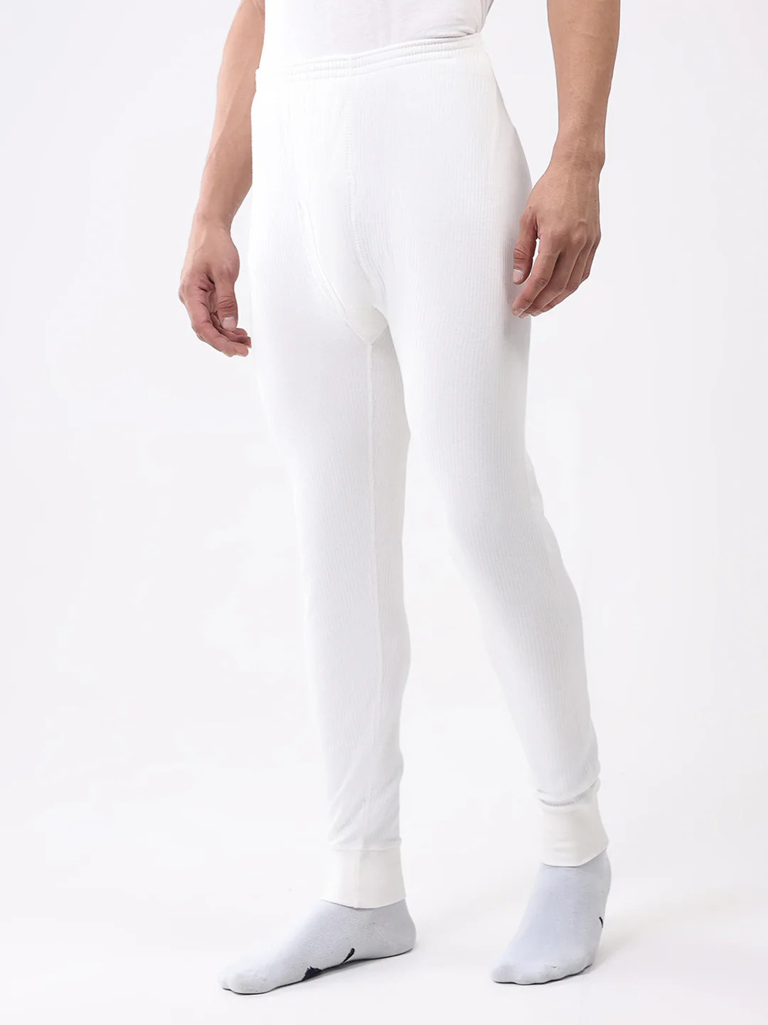 Men White Solid Thermal Lower - Image 3
