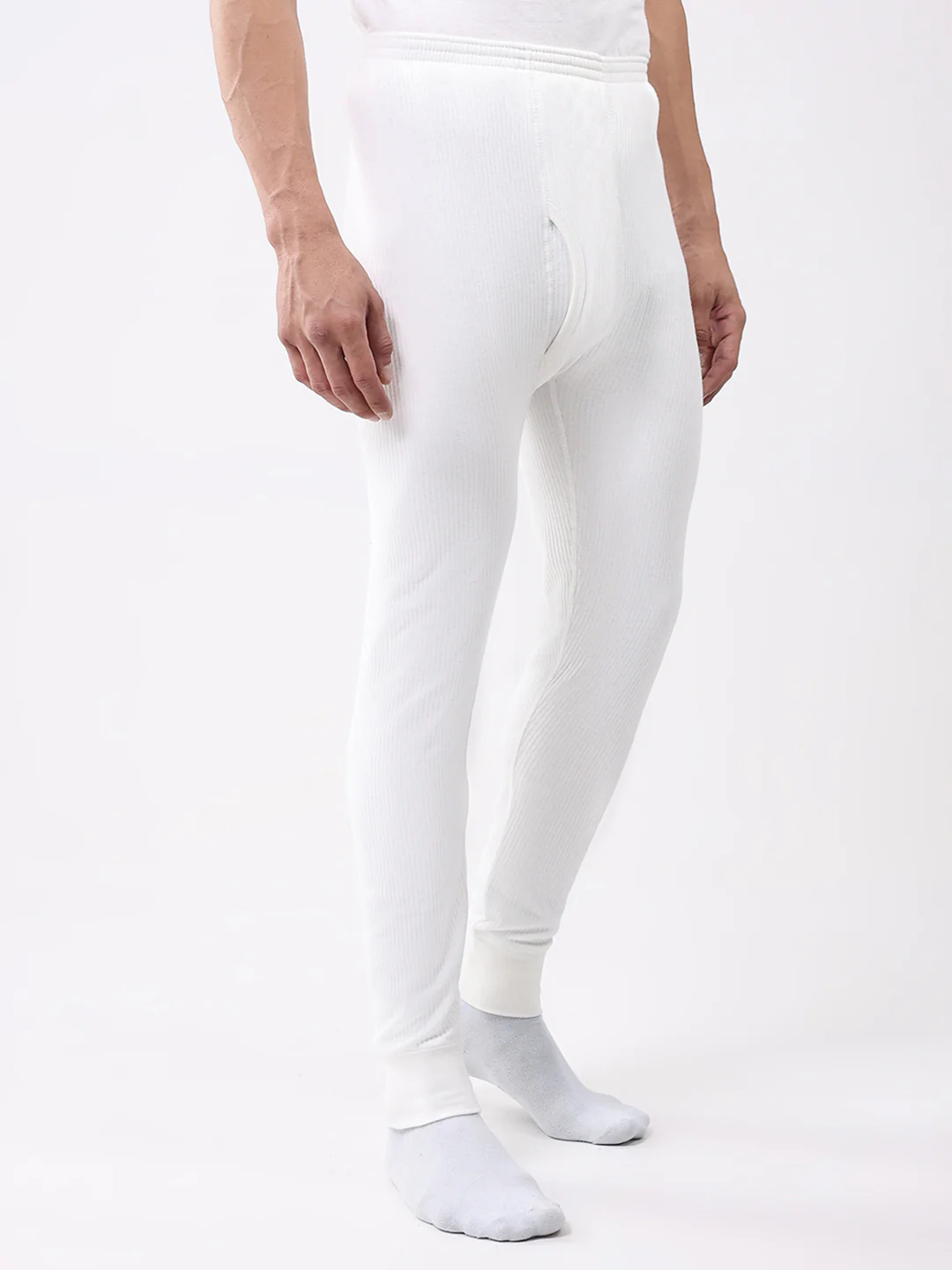 Men White Solid Thermal Lower - Image 4
