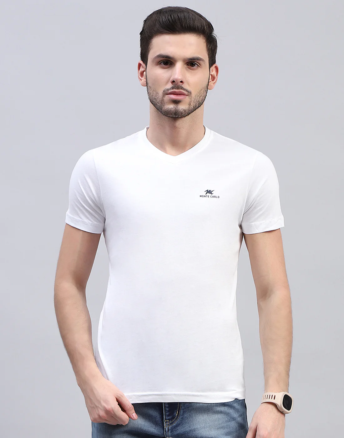 Men White Solid V Neck Half Sleeve T-Shirt (Pack of 3) - Image 11