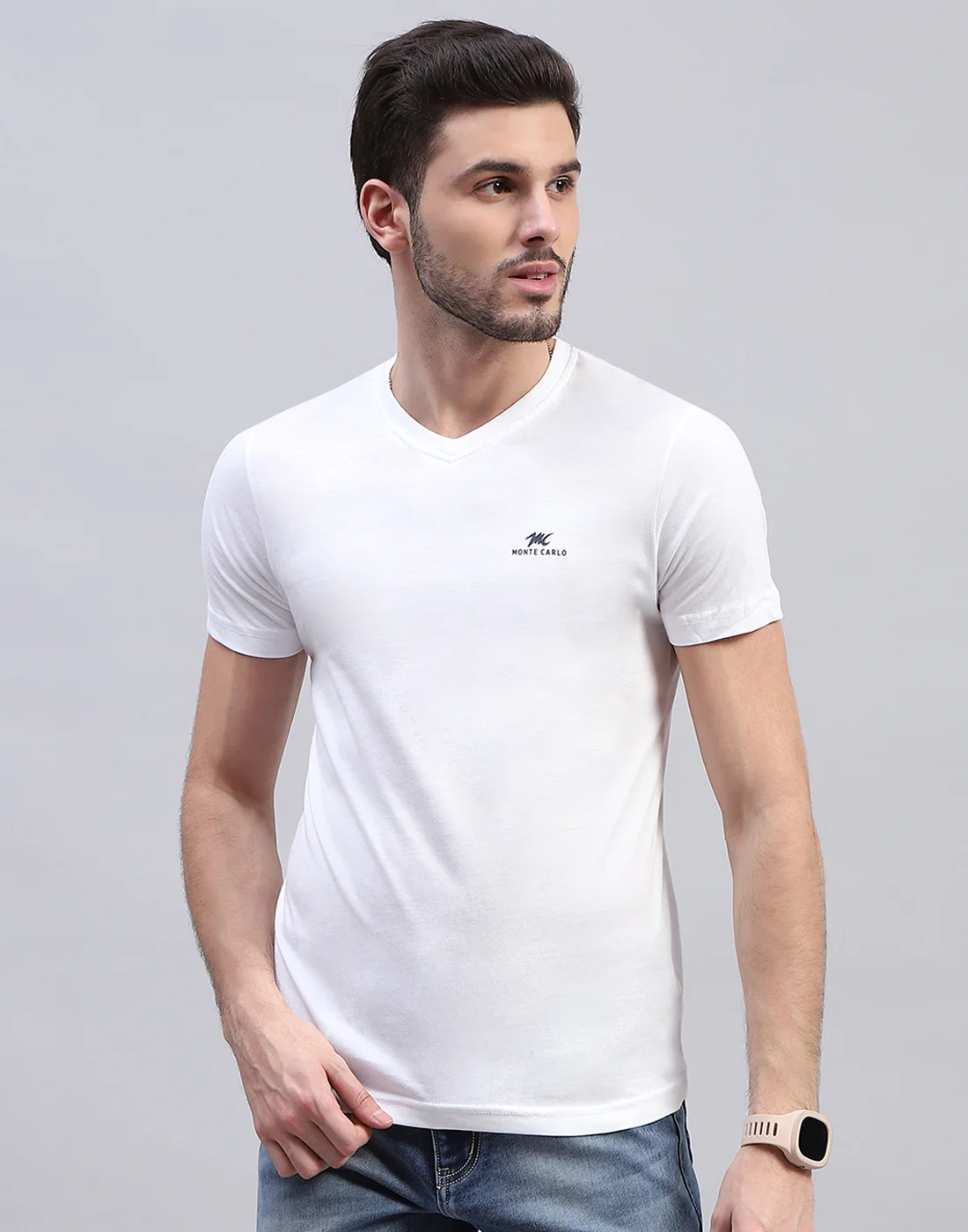 Men White Solid V Neck Half Sleeve T-Shirt (Pack of 3) - Image 8