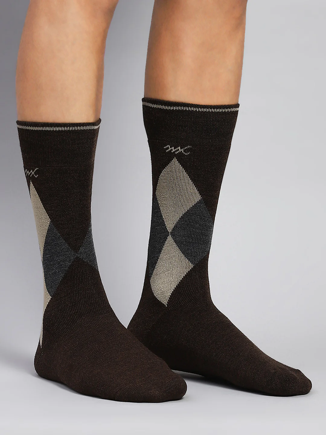 Men Wool blend Check Calf Length Socks (Pack of 2) - Image 3