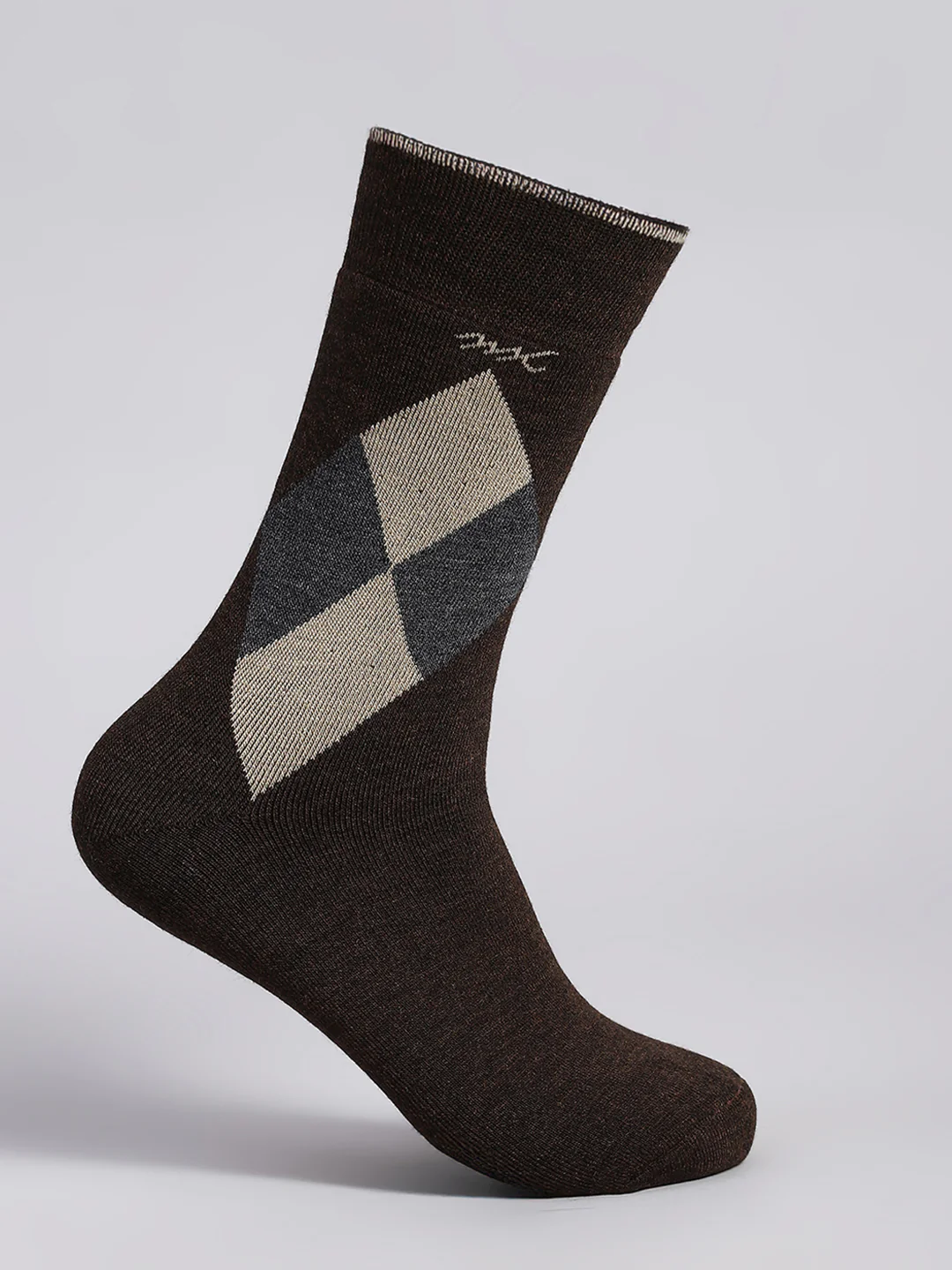 Men Wool blend Check Calf Length Socks (Pack of 2) - Image 4