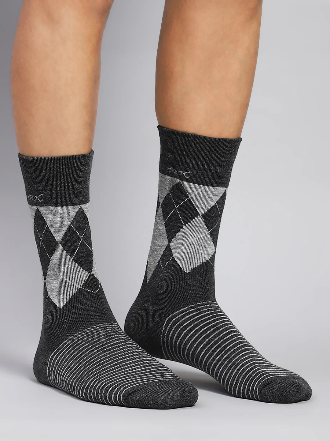 Men Wool blend Check Calf Length Socks (Pack of 2) - Image 7