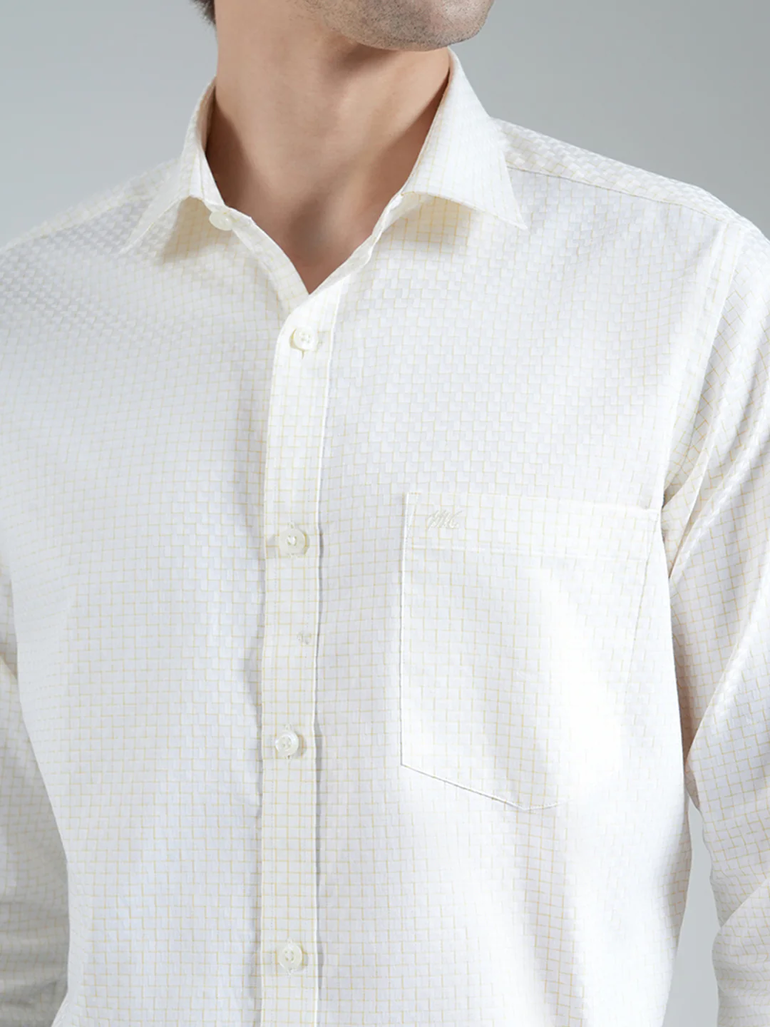 Men Yellow Check Collar Full Sleeve Shirt - Image 6