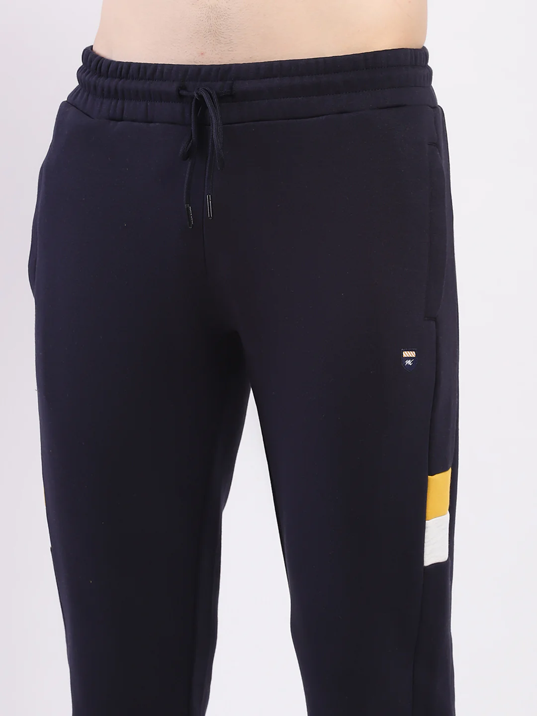 Men Yellow & Navy Blue Solid Round Neck Full Sleeve Winter Tracksuit - Image 9