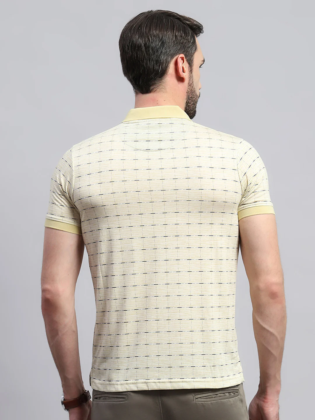 Men Yellow Printed Collar Half Sleeve T-Shirt - Image 5