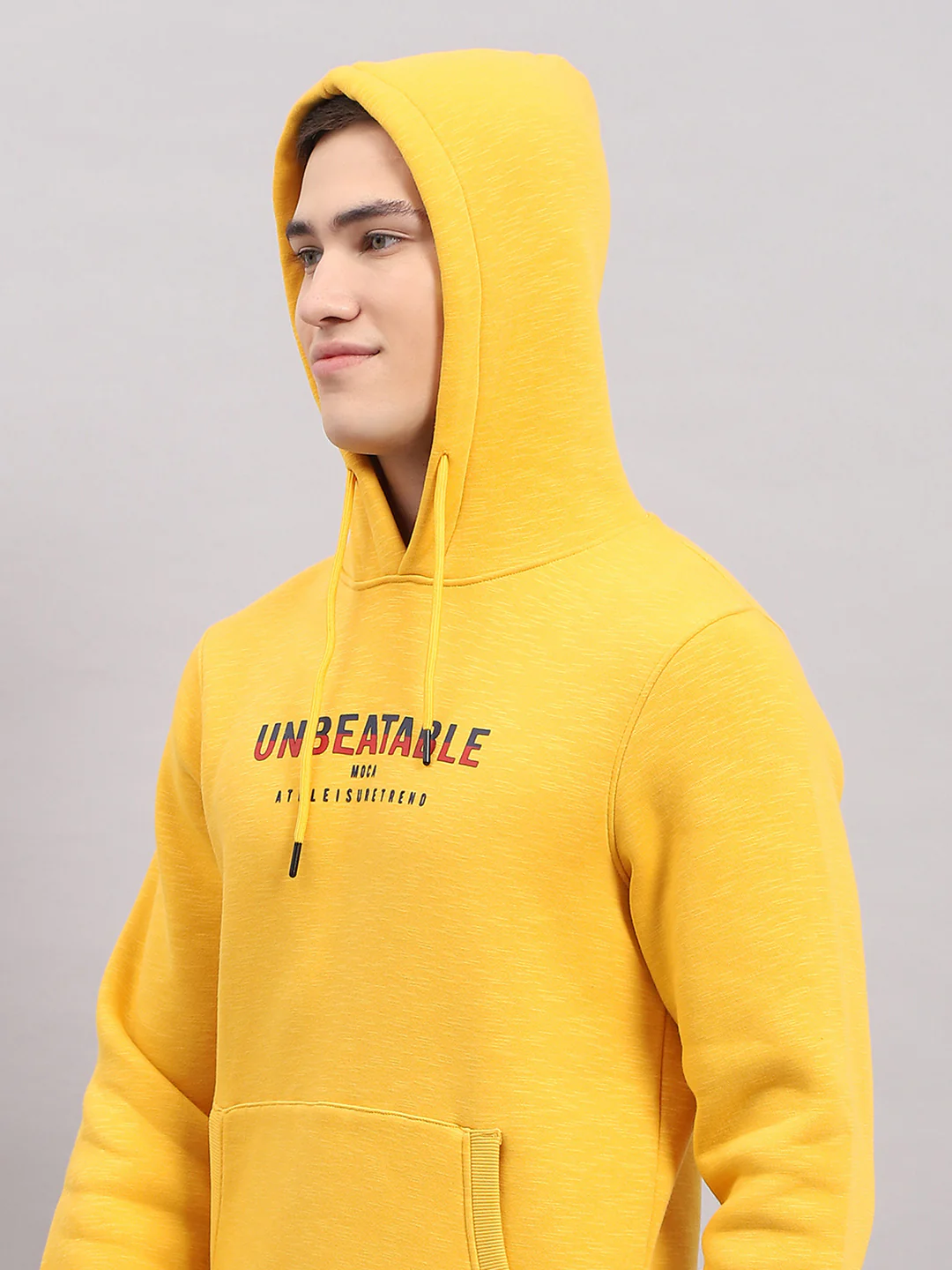 Men Yellow Printed Hooded Full Sleeve Sweatshirt - Image 6