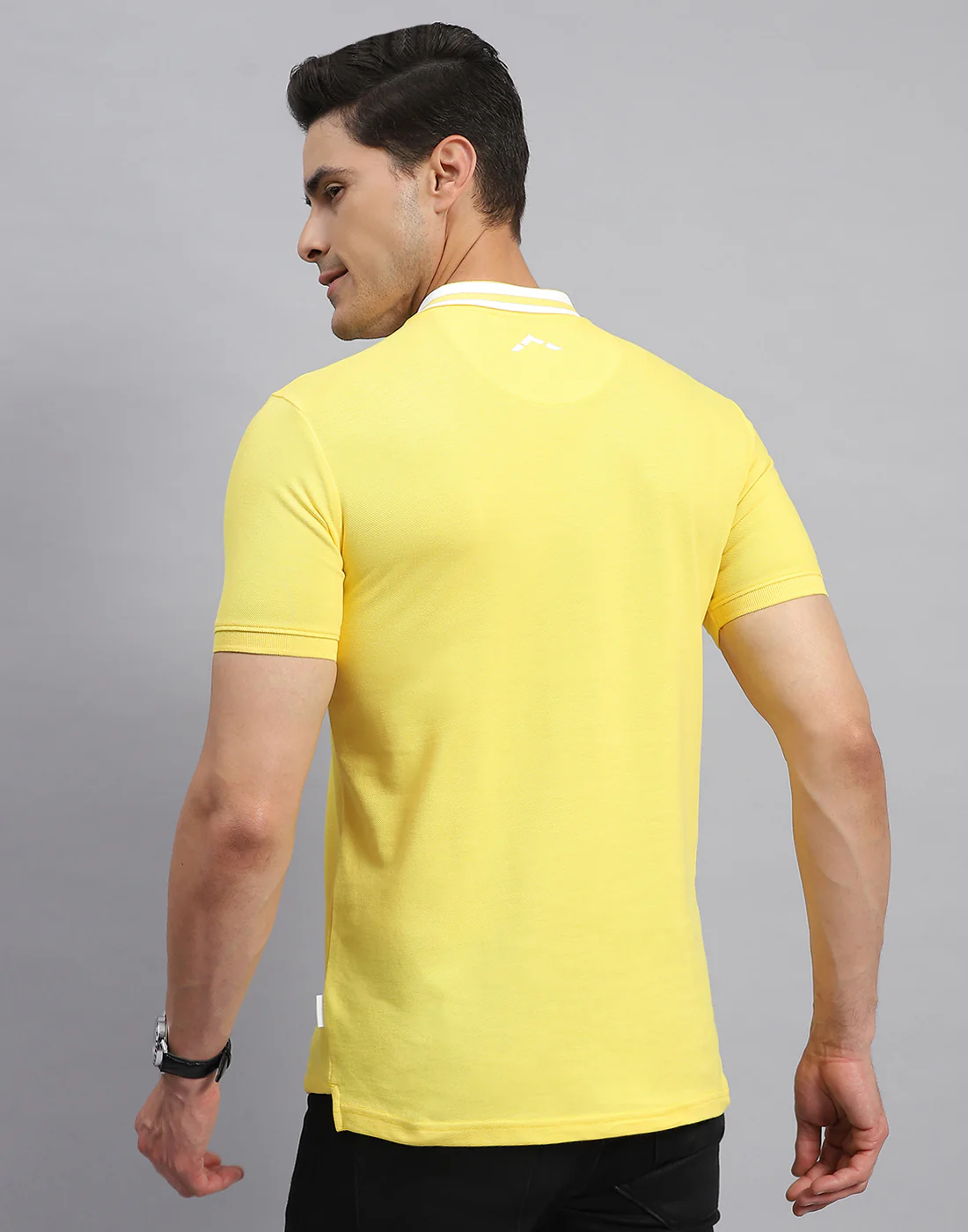Rock.it Men Yellow Solid Collar Half Sleeve T-Shirt - Image 5