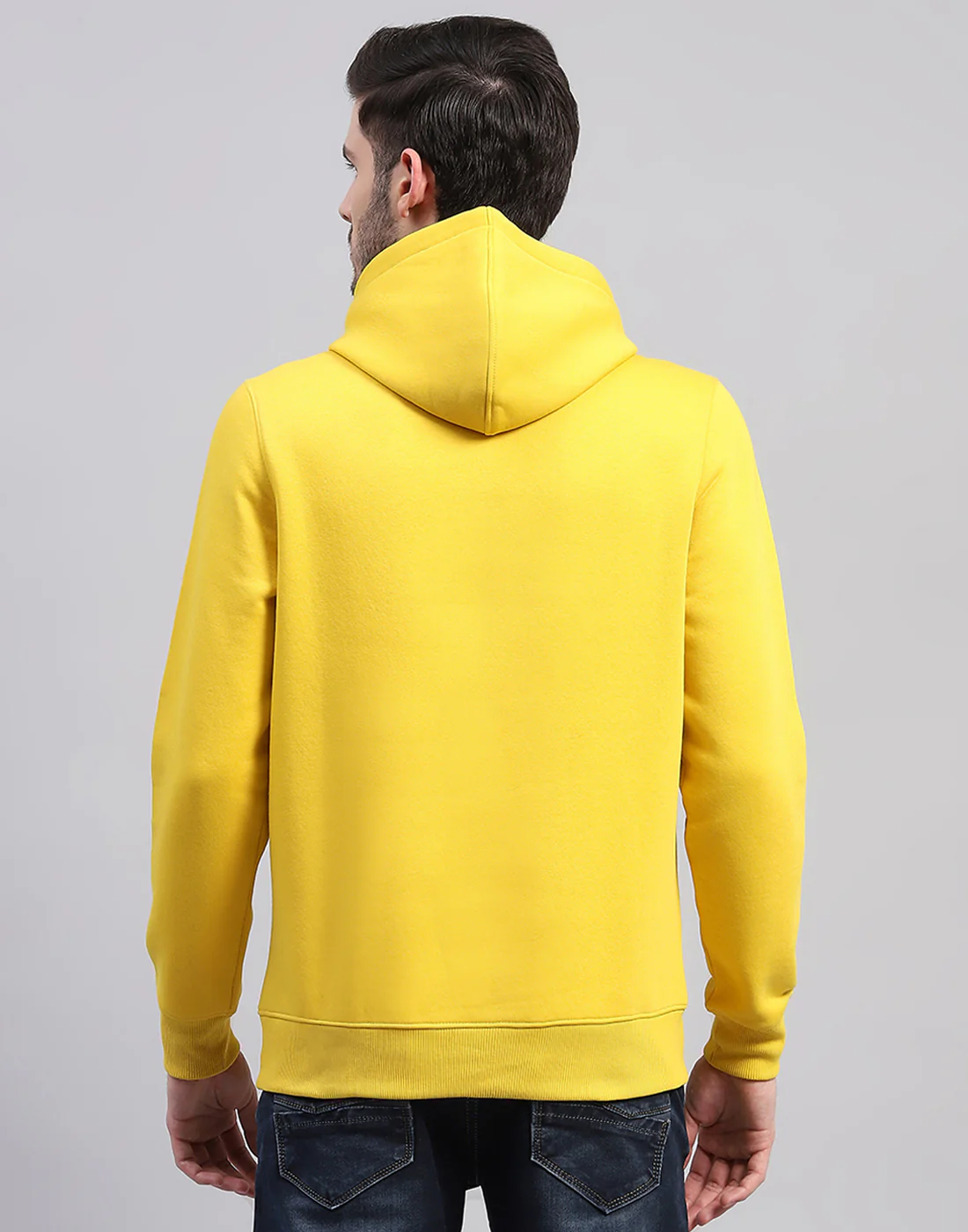Rock.it Men Yellow Solid Hooded Full Sleeve Sweatshirt - Image 5